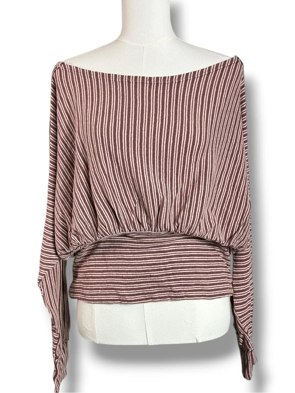 Free People Large My Time Long Sleeve Coastal Boatneck Bohemian Striped Top NWT